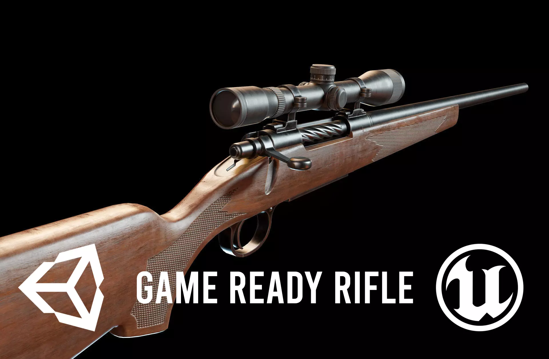 FPS Hunting Rifle Low-poly 3D model