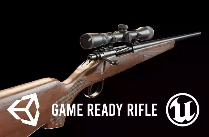 FPS Hunting Rifle Low-poly 3D model