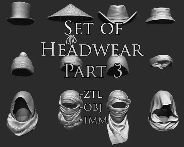 Set of Headwear Part 3 3D model