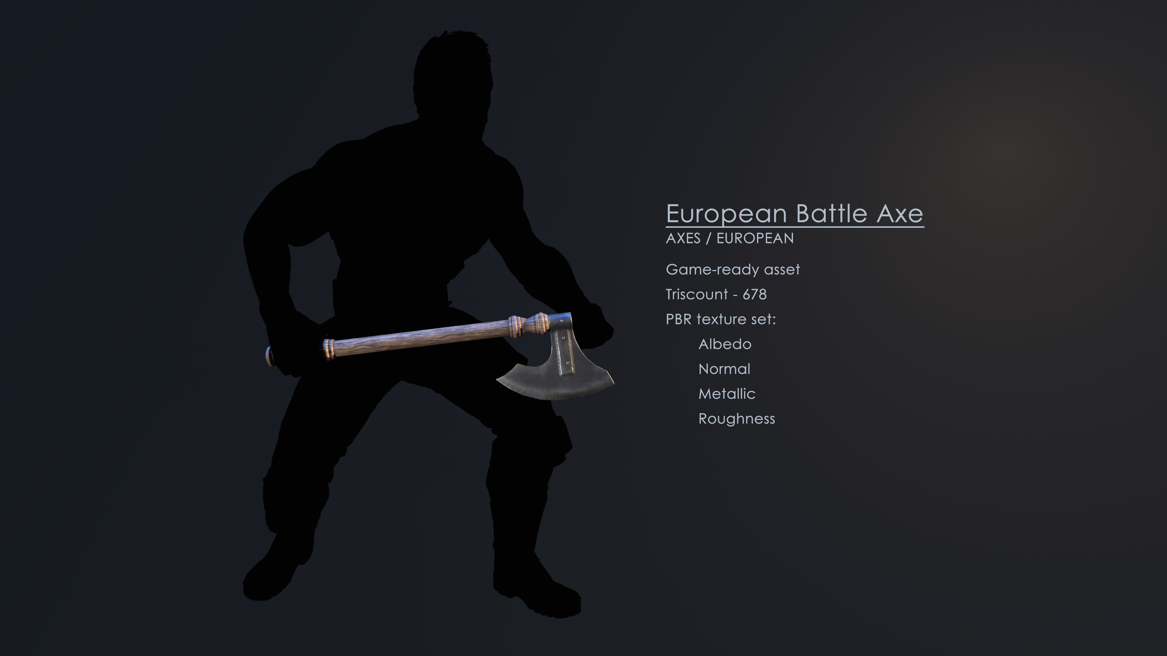 European Battle Axe Low-poly 3D model_3