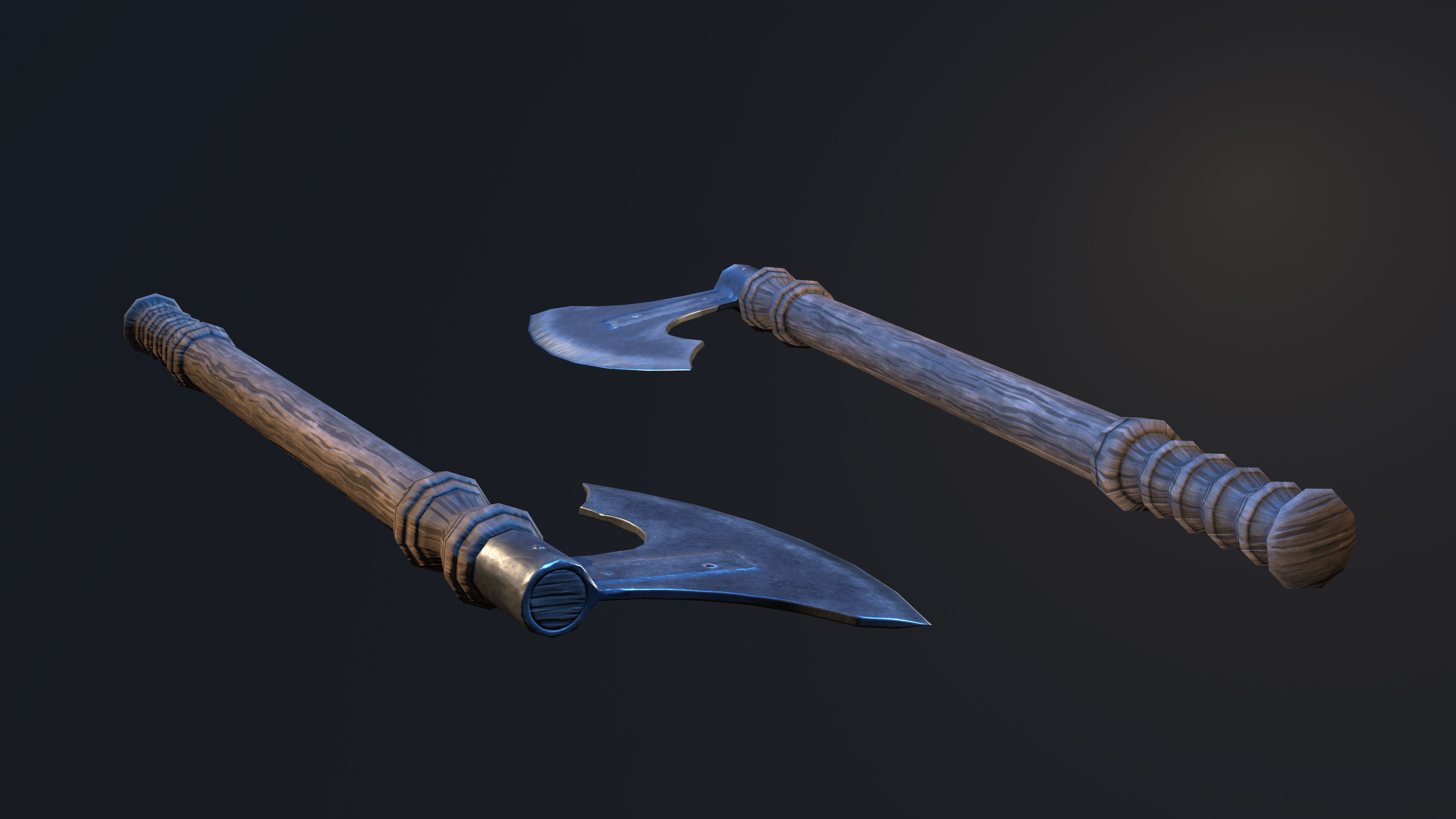 European Battle Axe Low-poly 3D model_6