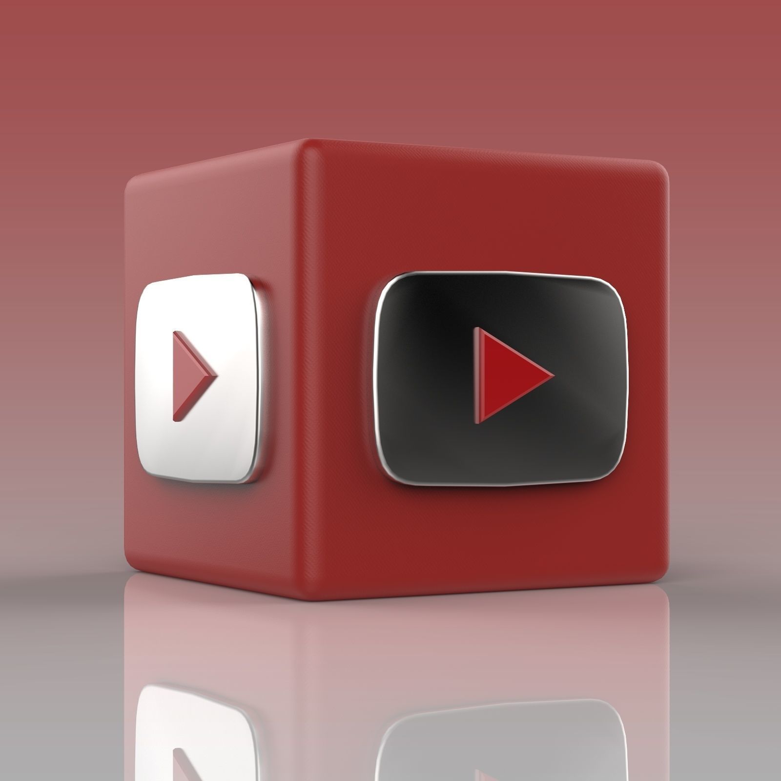 Youtube Logo Low-poly 3D model_2