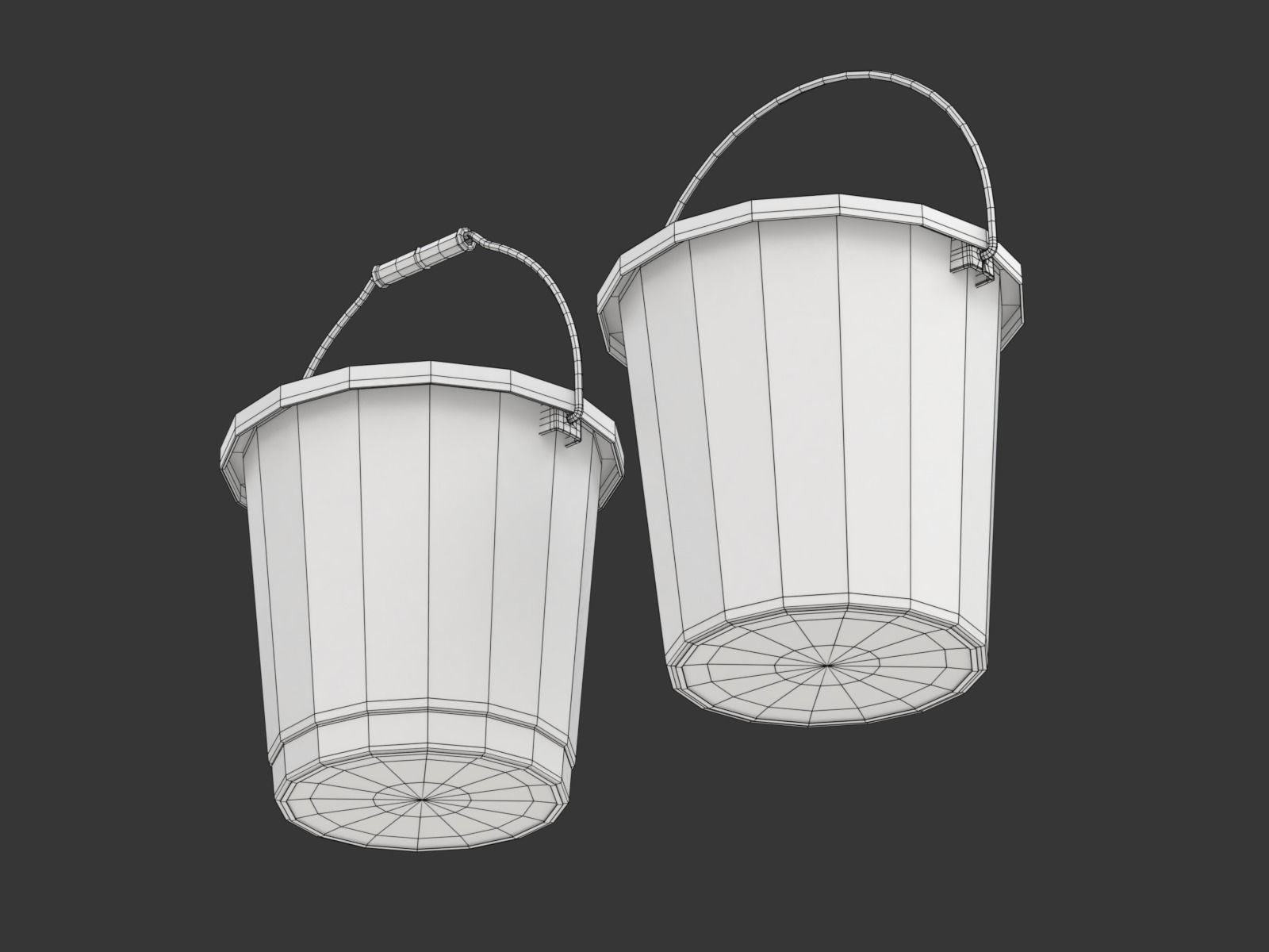 Plastic Bucket with Metal Handle and Lid 3D model_21