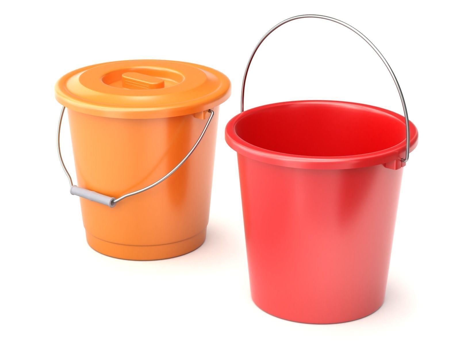 Plastic Bucket with Metal Handle and Lid 3D model_1