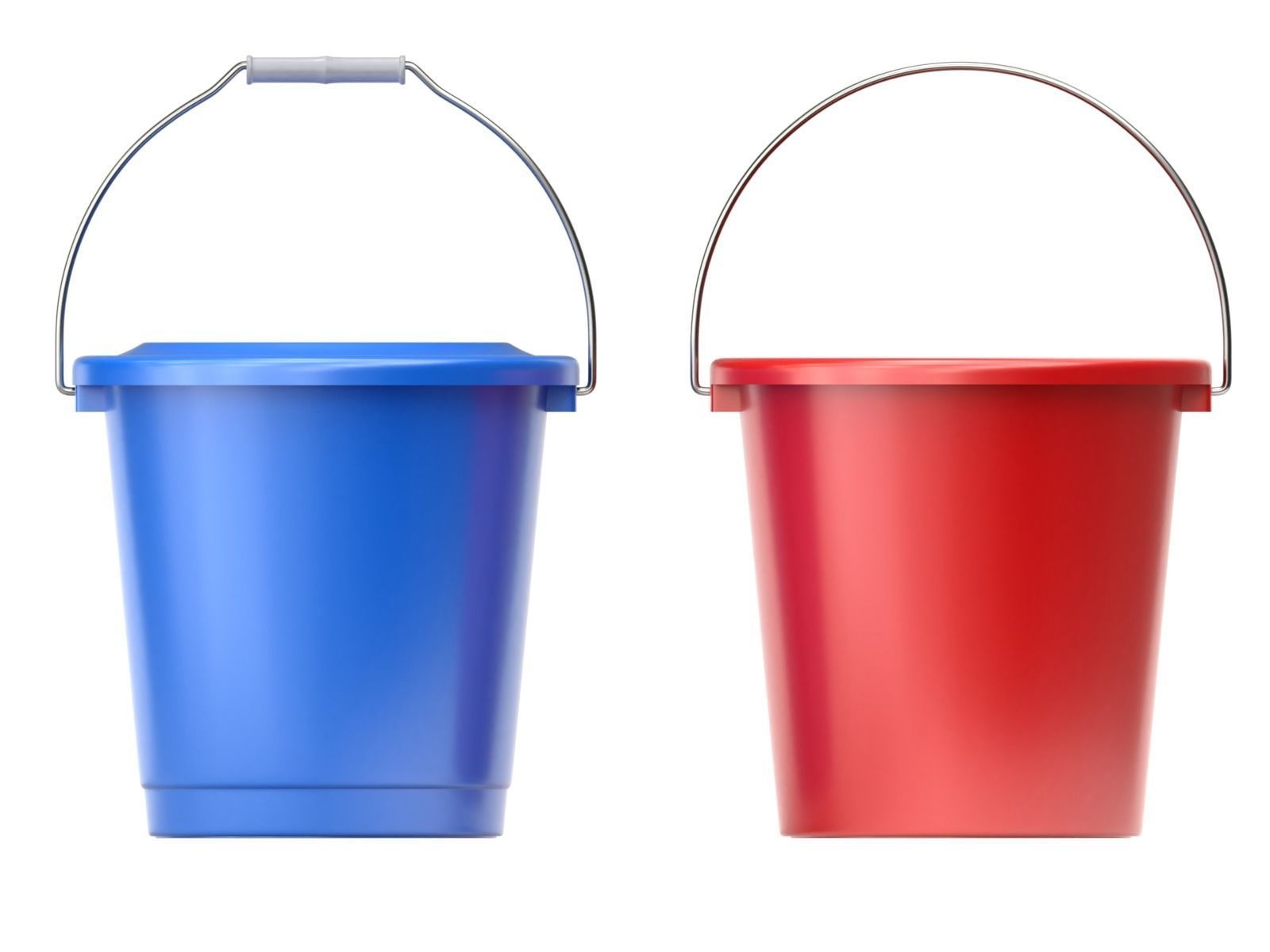 Plastic Bucket with Metal Handle and Lid 3D model_4