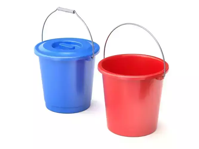Plastic Bucket with Metal Handle and Lid 3D model