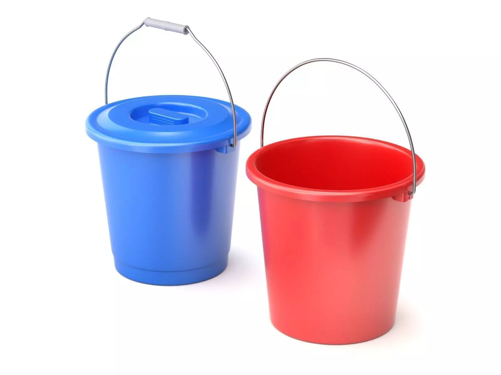 Plastic Bucket with Metal Handle and Lid 3D model_0