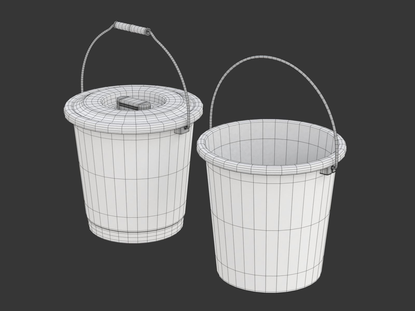 Plastic Bucket with Metal Handle and Lid 3D model_25