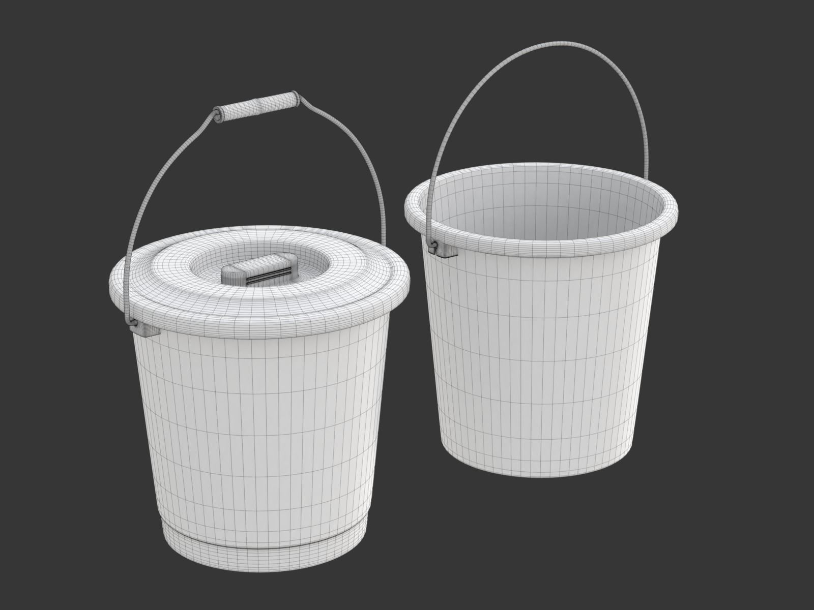 Plastic Bucket with Metal Handle and Lid 3D model_27