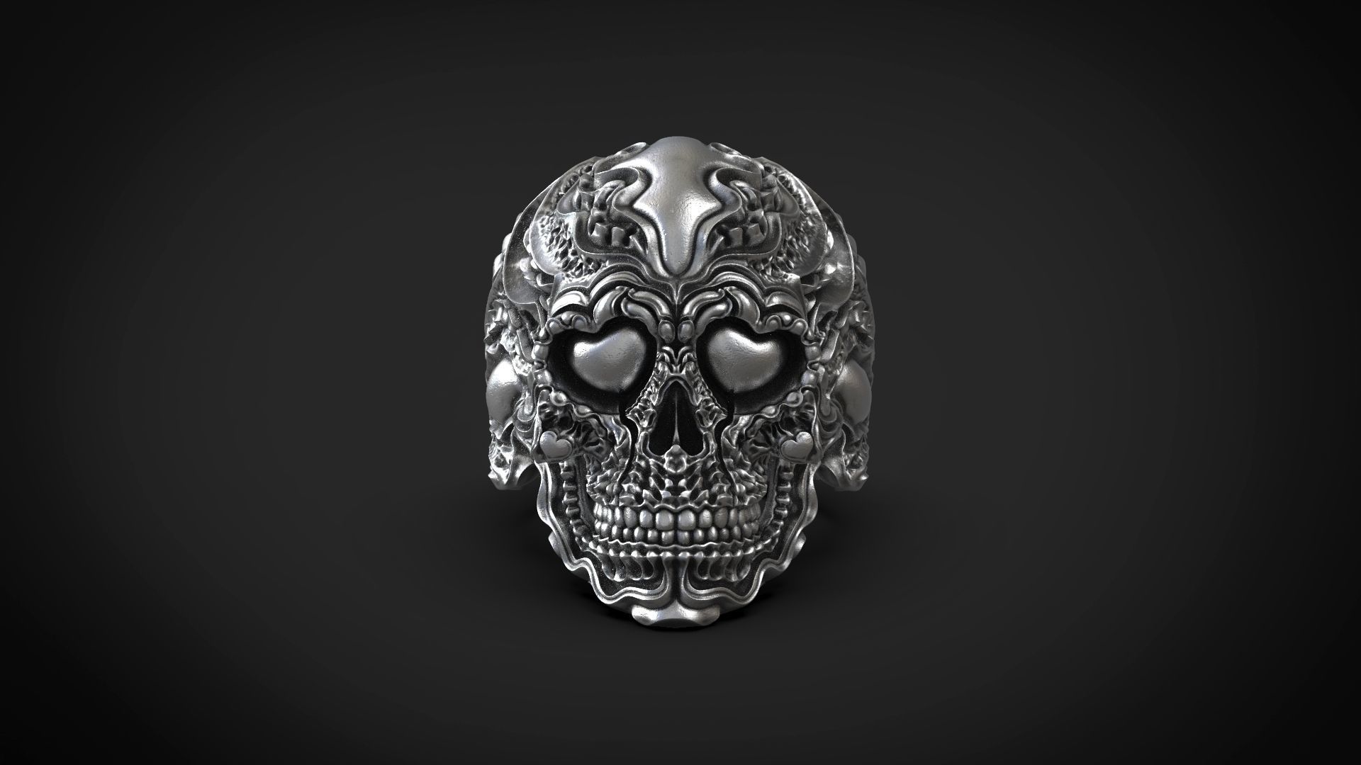 Biomechanical ring skull of love 3d model for 3d printing 3D print model_6