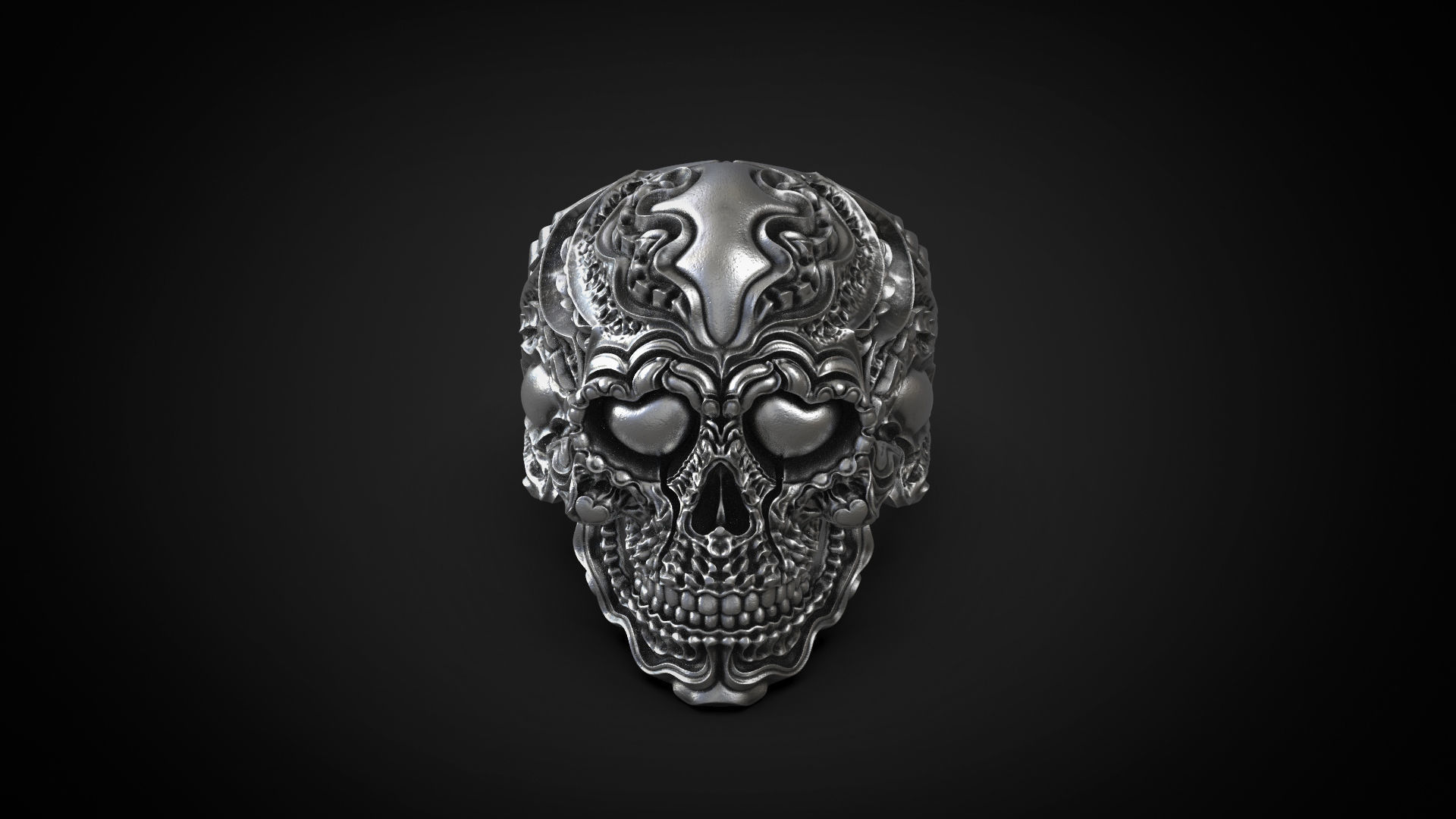 Biomechanical ring skull of love 3d model for 3d printing 3D print model_3