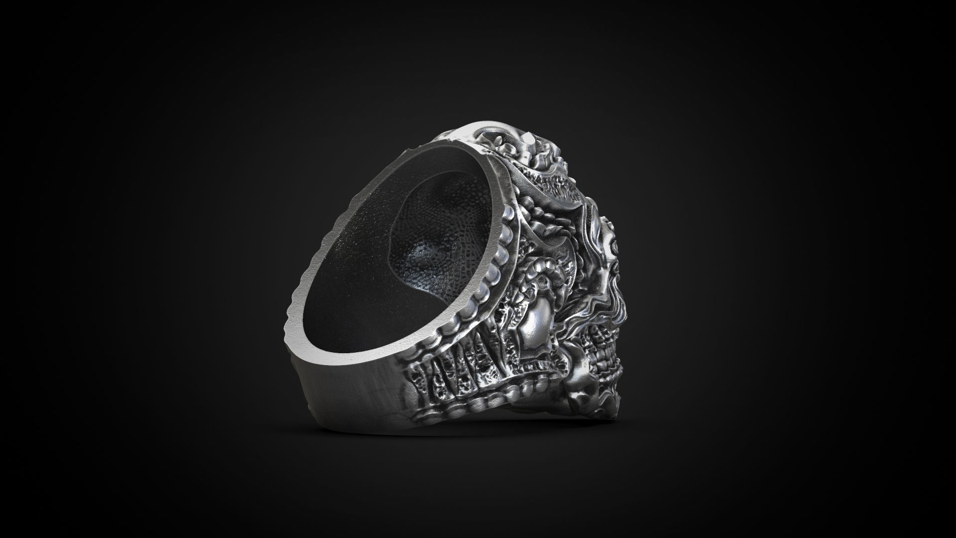 Biomechanical ring skull of love 3d model for 3d printing 3D print model_4