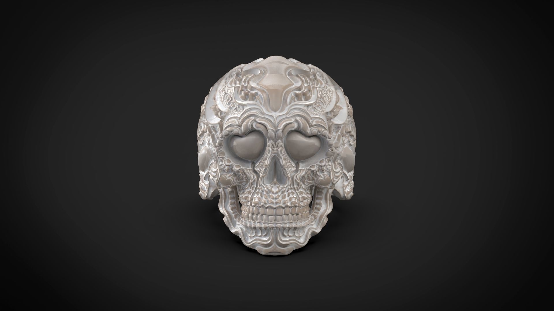 Biomechanical ring skull of love 3d model for 3d printing 3D print model_9
