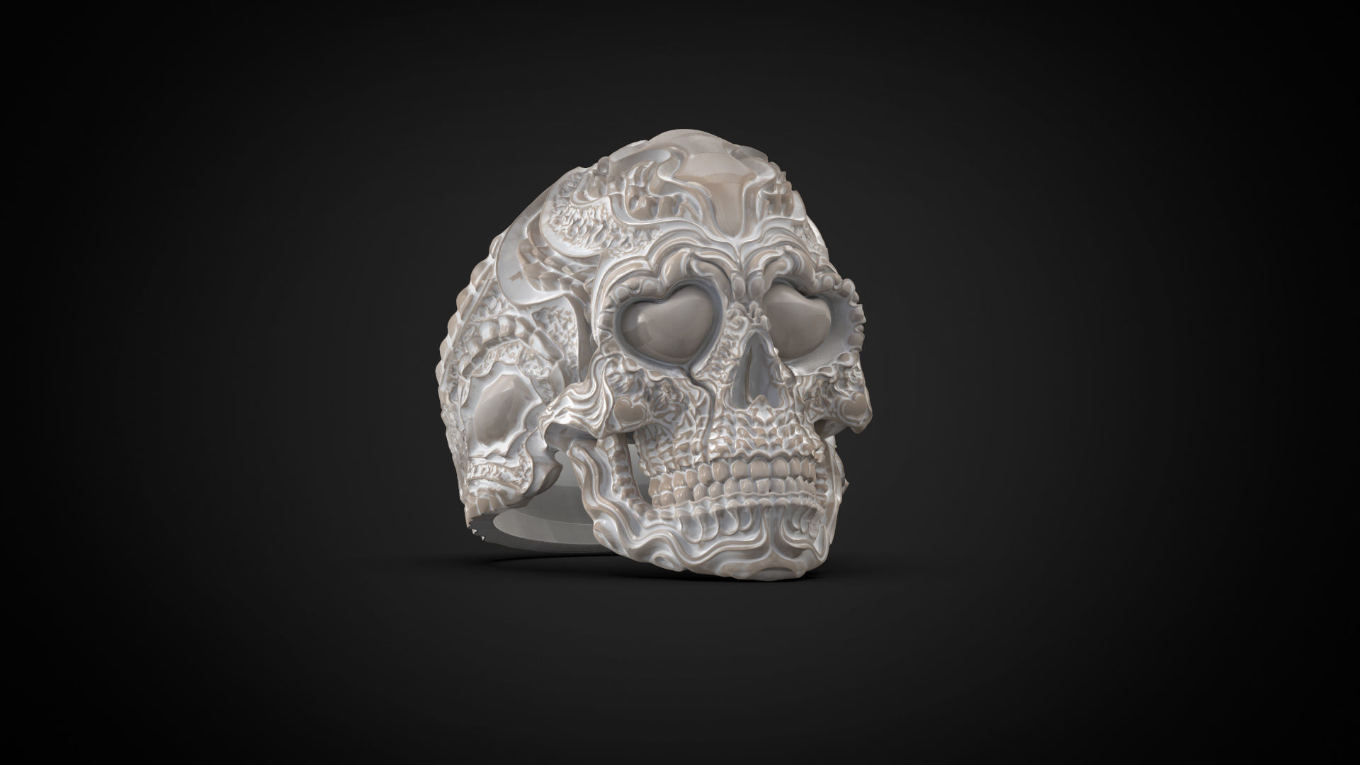 Biomechanical ring skull of love 3d model for 3d printing 3D print model_10