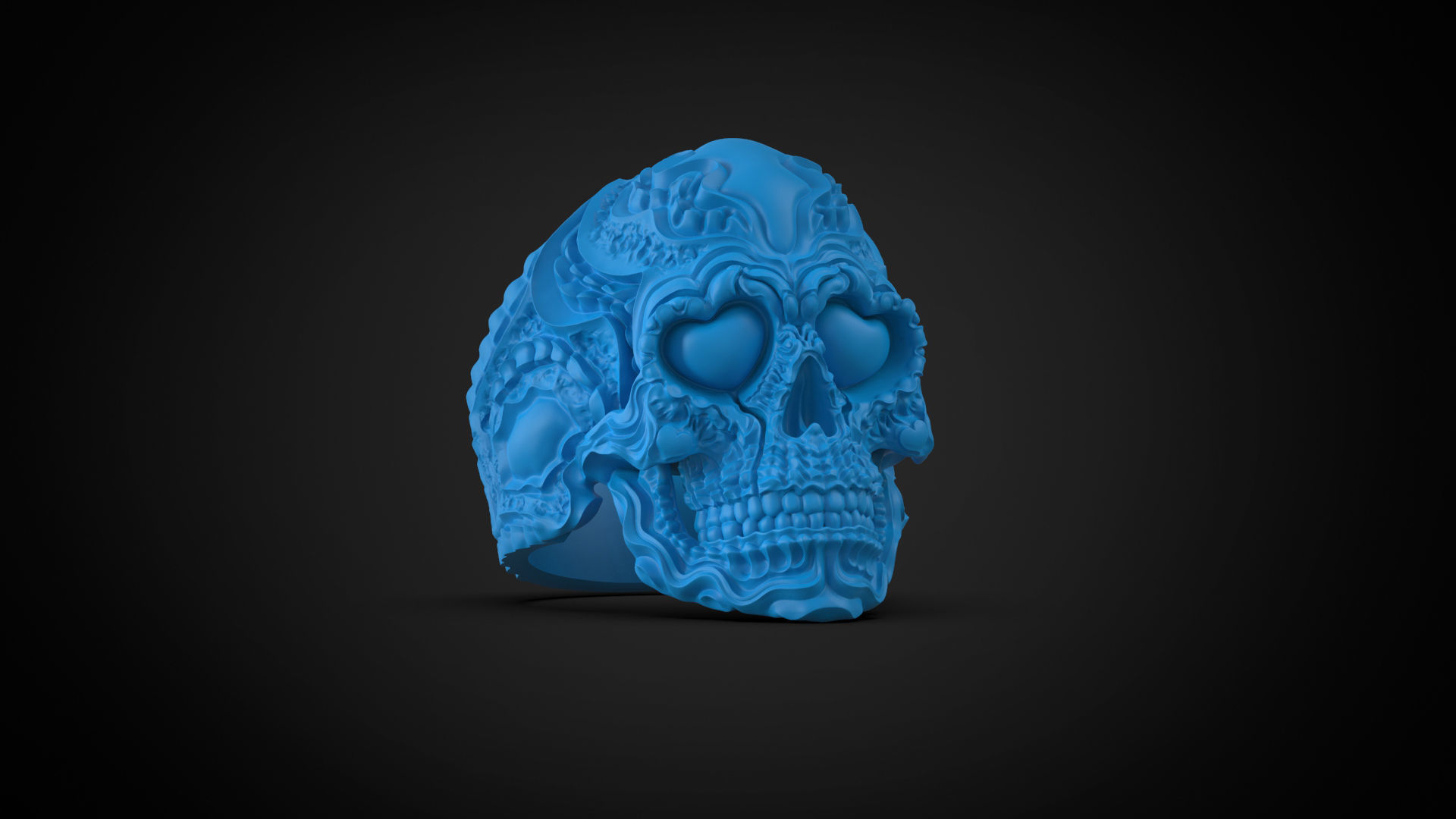 Biomechanical ring skull of love 3d model for 3d printing 3D print model_11