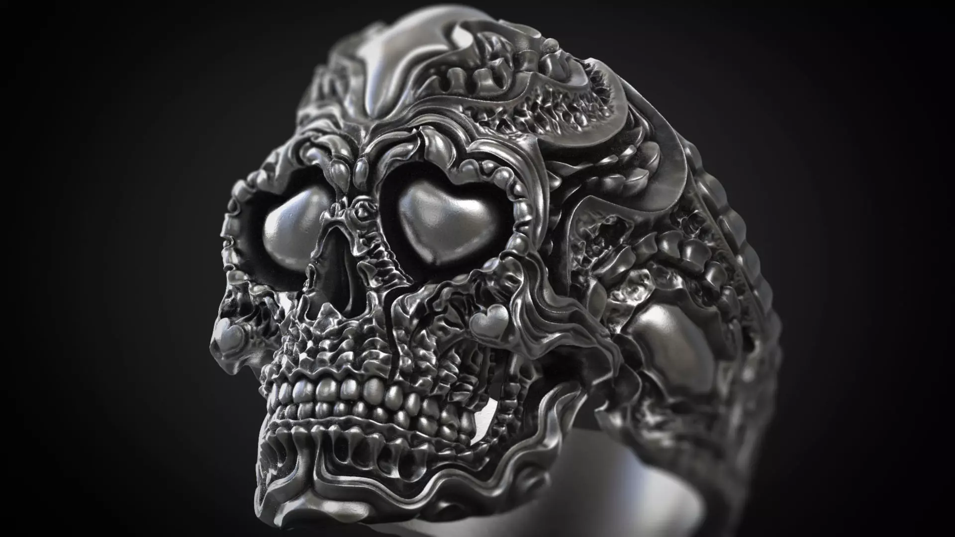 Biomechanical ring skull of love 3d model for 3d printing 3D print model_0