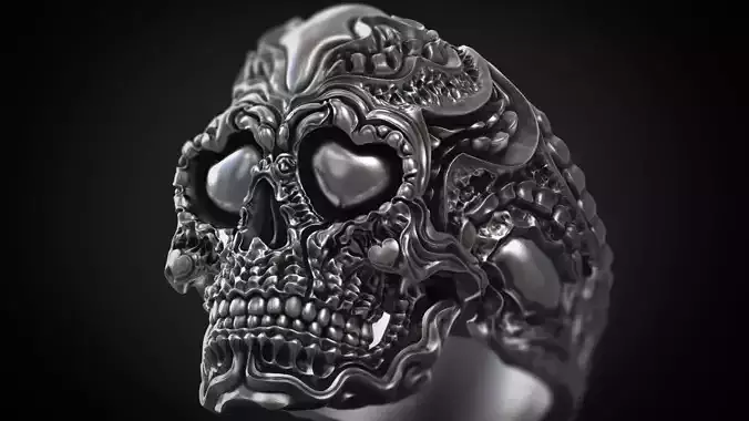 Biomechanical ring skull of love 3d model for 3d printing 3D print model