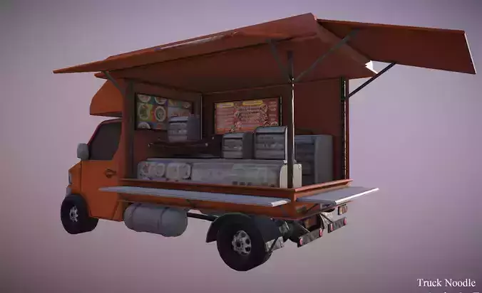 Thailand truck noodle shop low poly