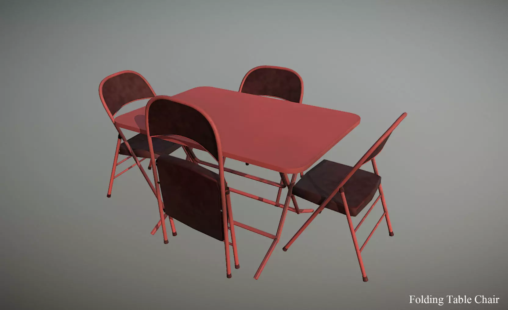 Folding table chair Low-poly 3D model