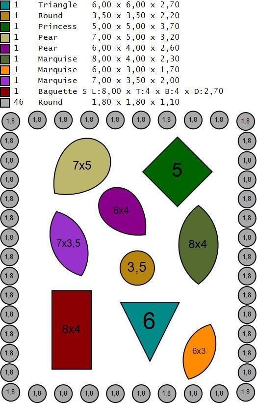 Rectangular Ring with different gems 3D Print Model 3D print model_5
