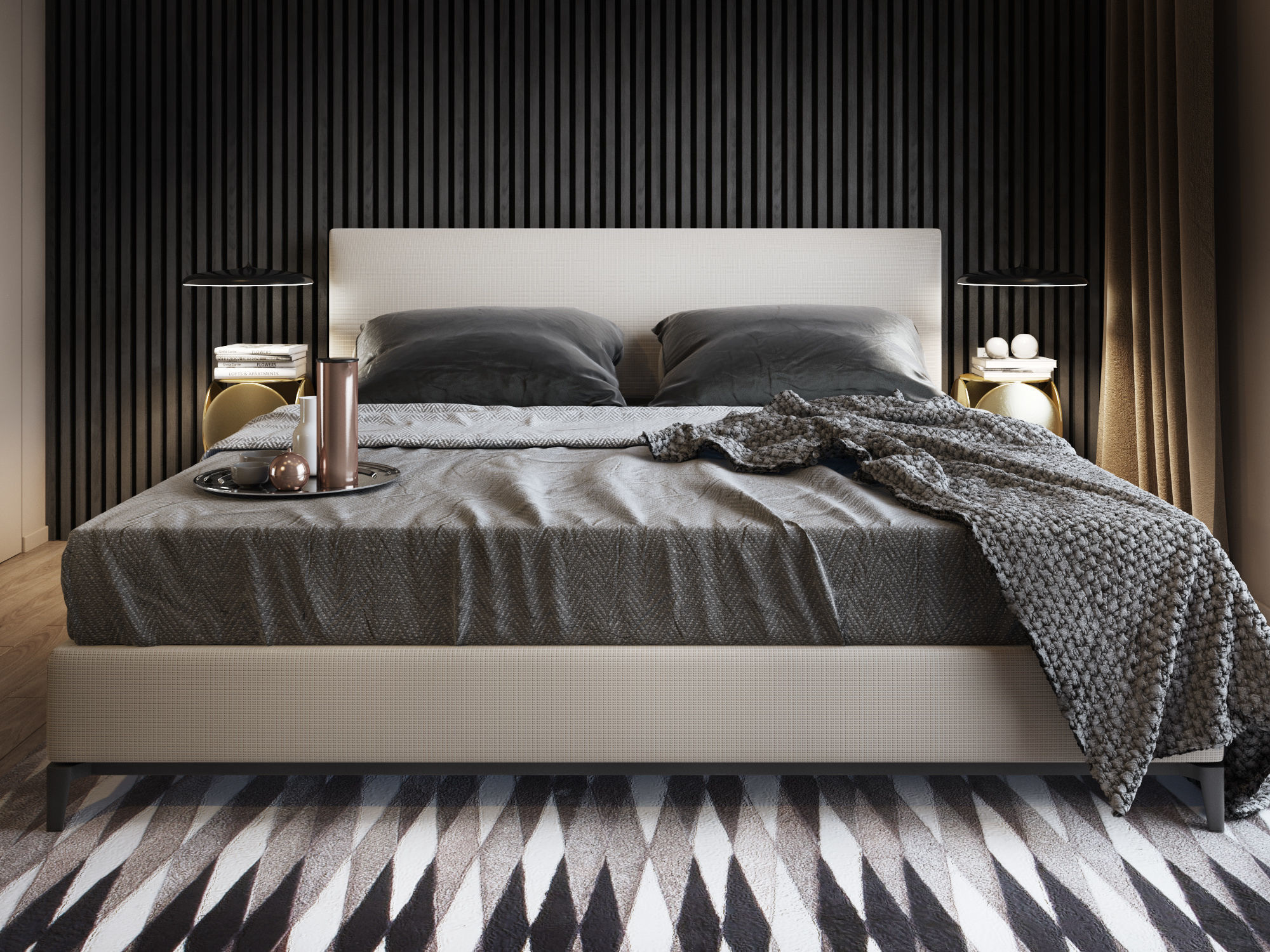 Bedroom Interior Scene for Cinema 4D and Vray 3D model_3