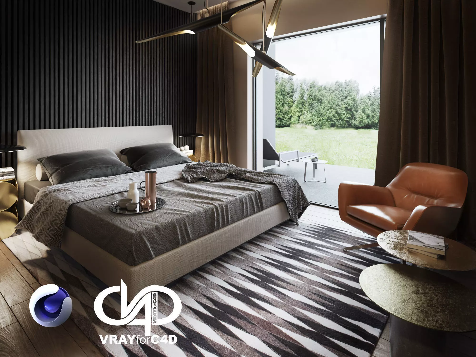 Bedroom Interior Scene for Cinema 4D and Vray 3D model_0