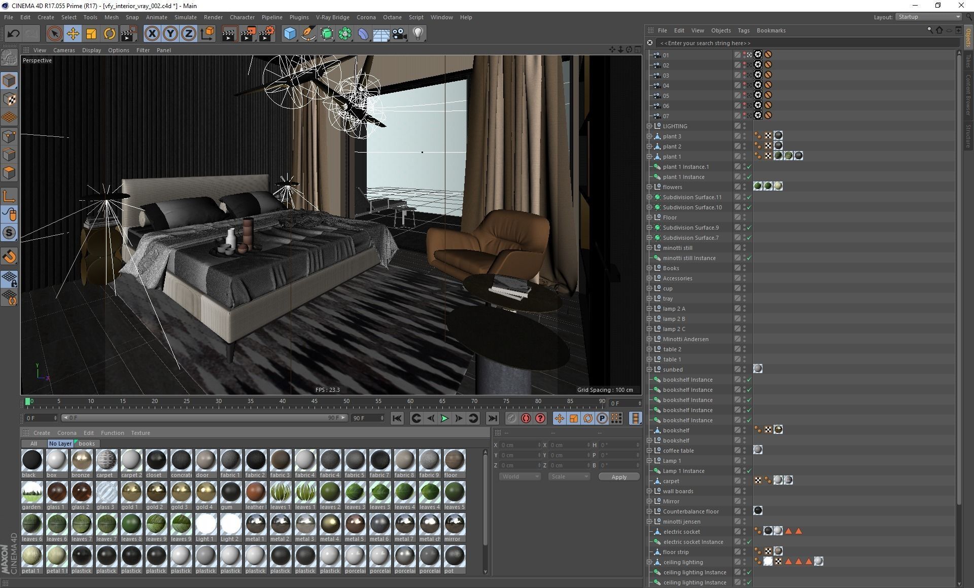 Bedroom Interior Scene for Cinema 4D and Vray 3D model_14