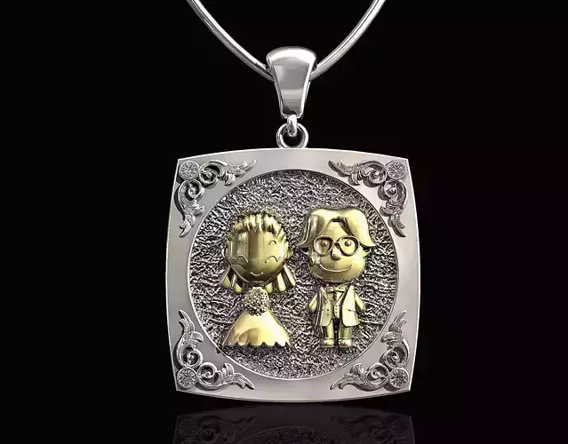 Just married pendant-bride and groom 