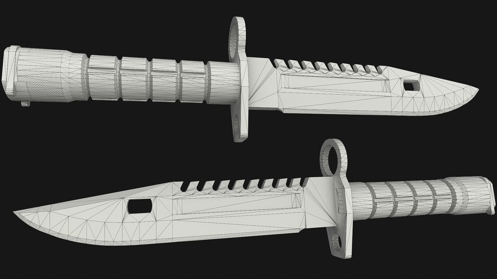 M9 Bayonet Knife Low-poly 3D model_5