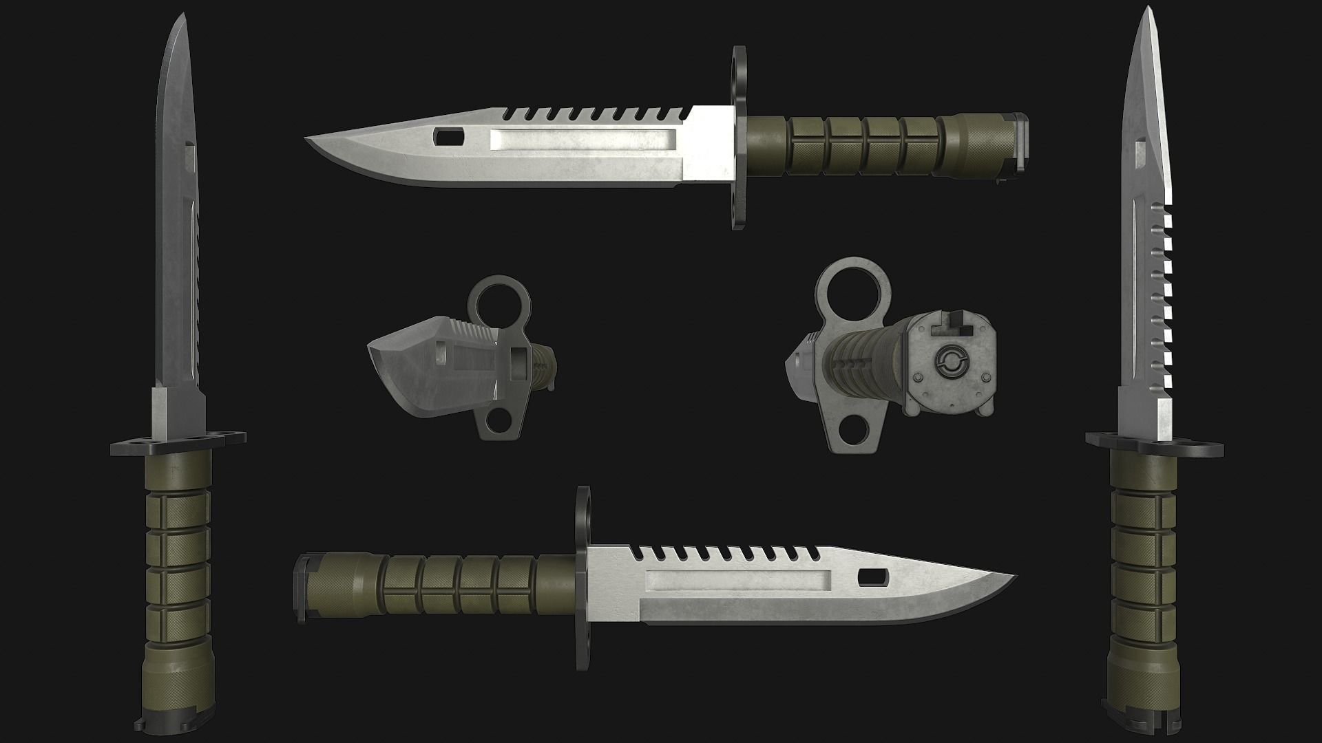 M9 Bayonet Knife Low-poly 3D model_4