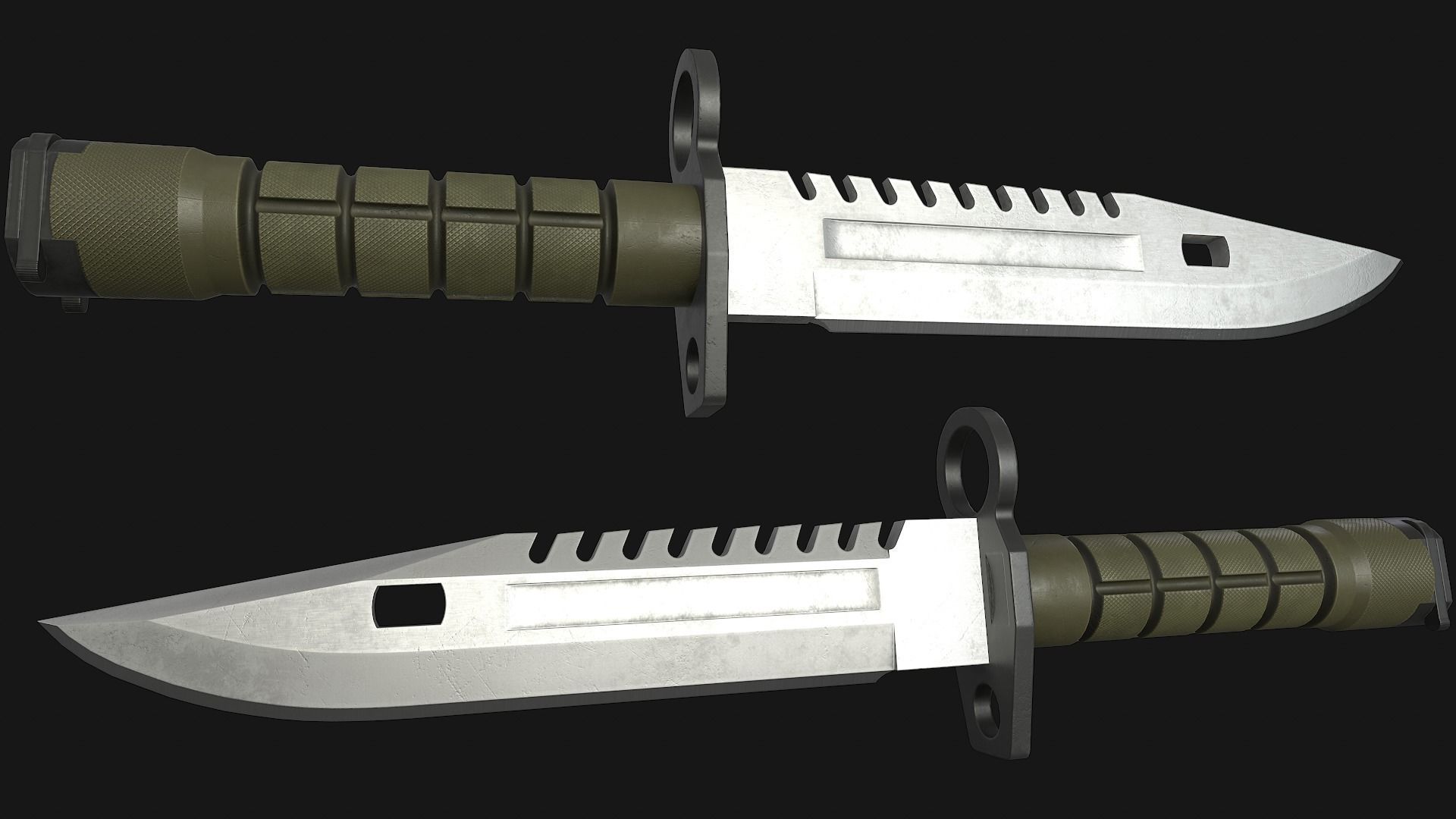 M9 Bayonet Knife Low-poly 3D model_2