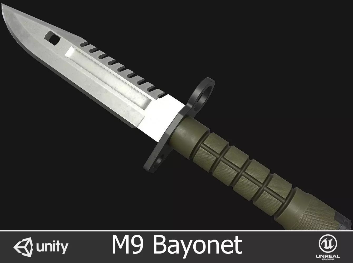 M9 Bayonet Knife Low-poly 3D model_0