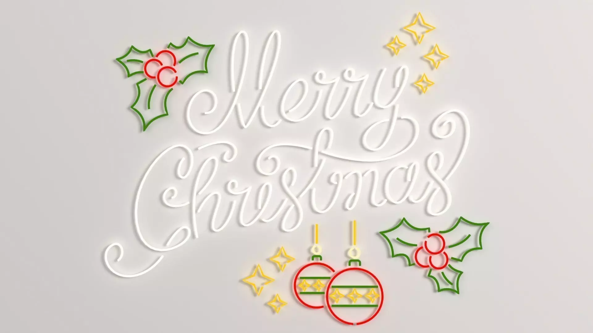 Merry Christmas led typo decoration Low-poly 3D model_0