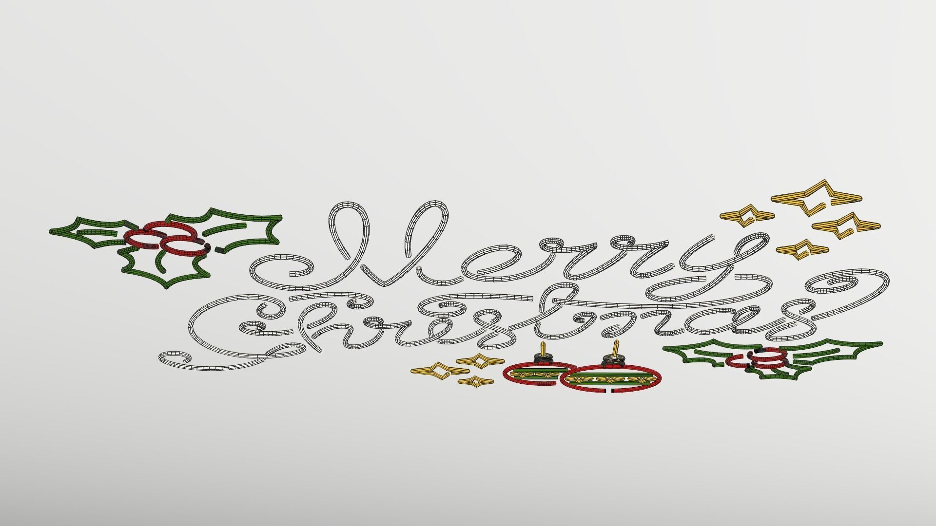 Merry Christmas led typo decoration Low-poly 3D model_8