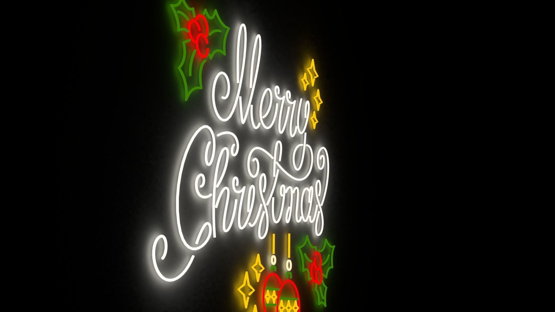 Merry Christmas led typo decoration Low-poly 3D model_9