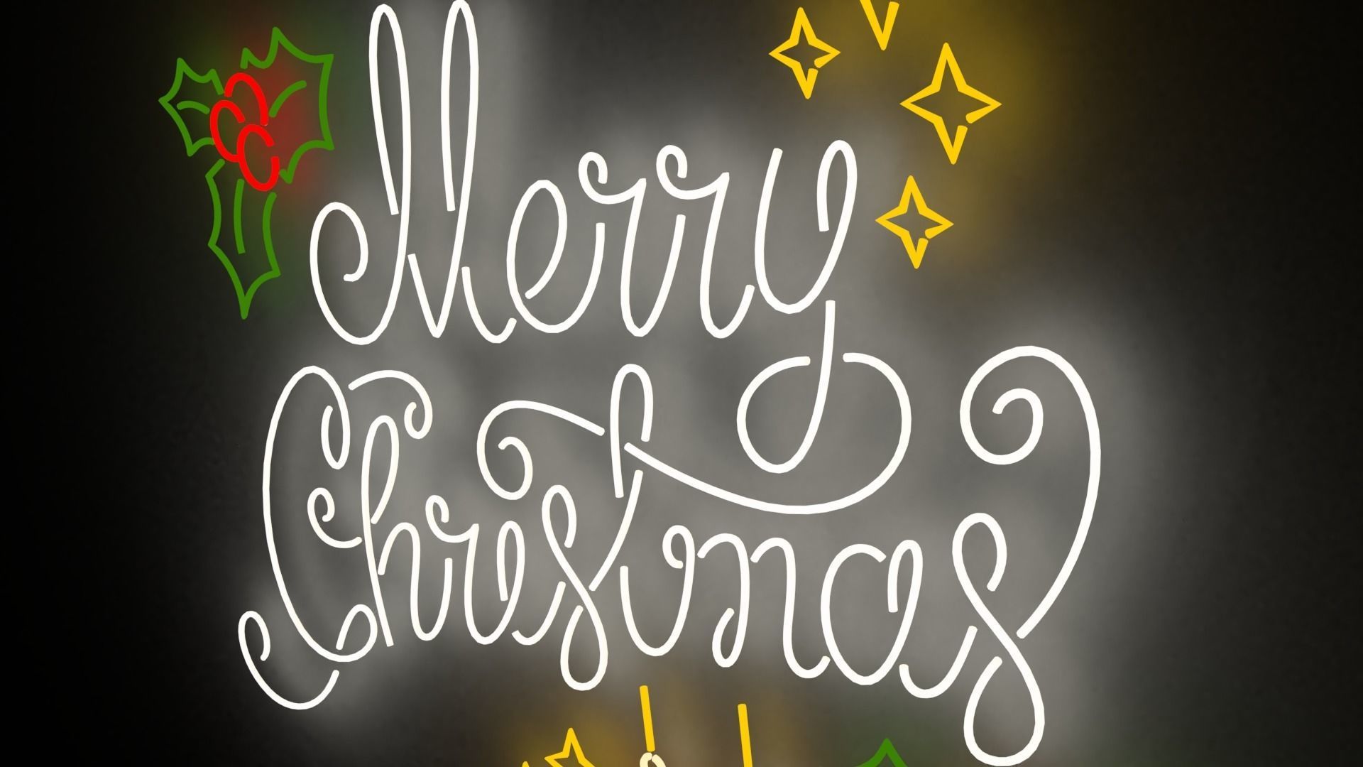 Merry Christmas led typo decoration Low-poly 3D model_3