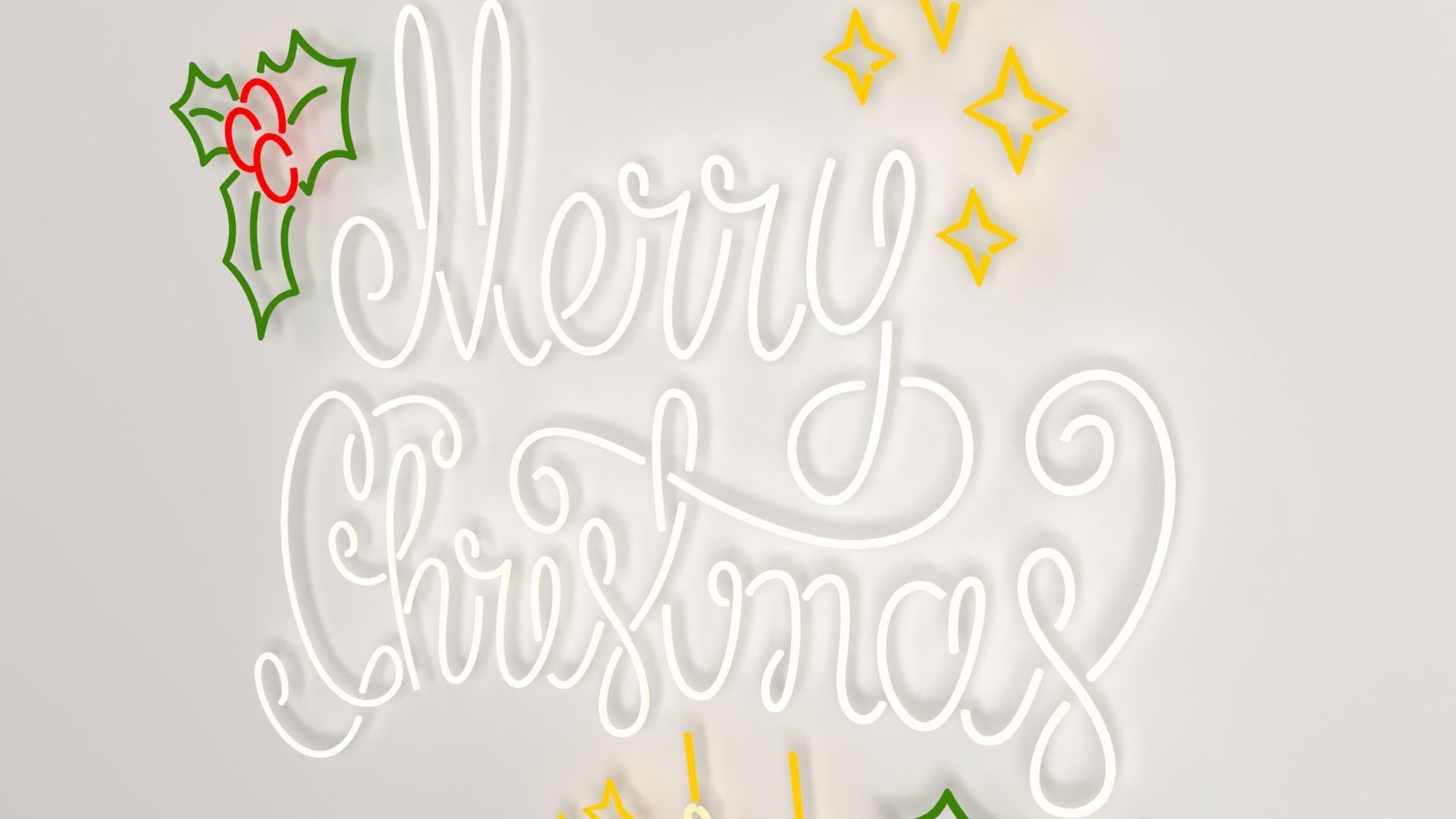 Merry Christmas led typo decoration Low-poly 3D model_4