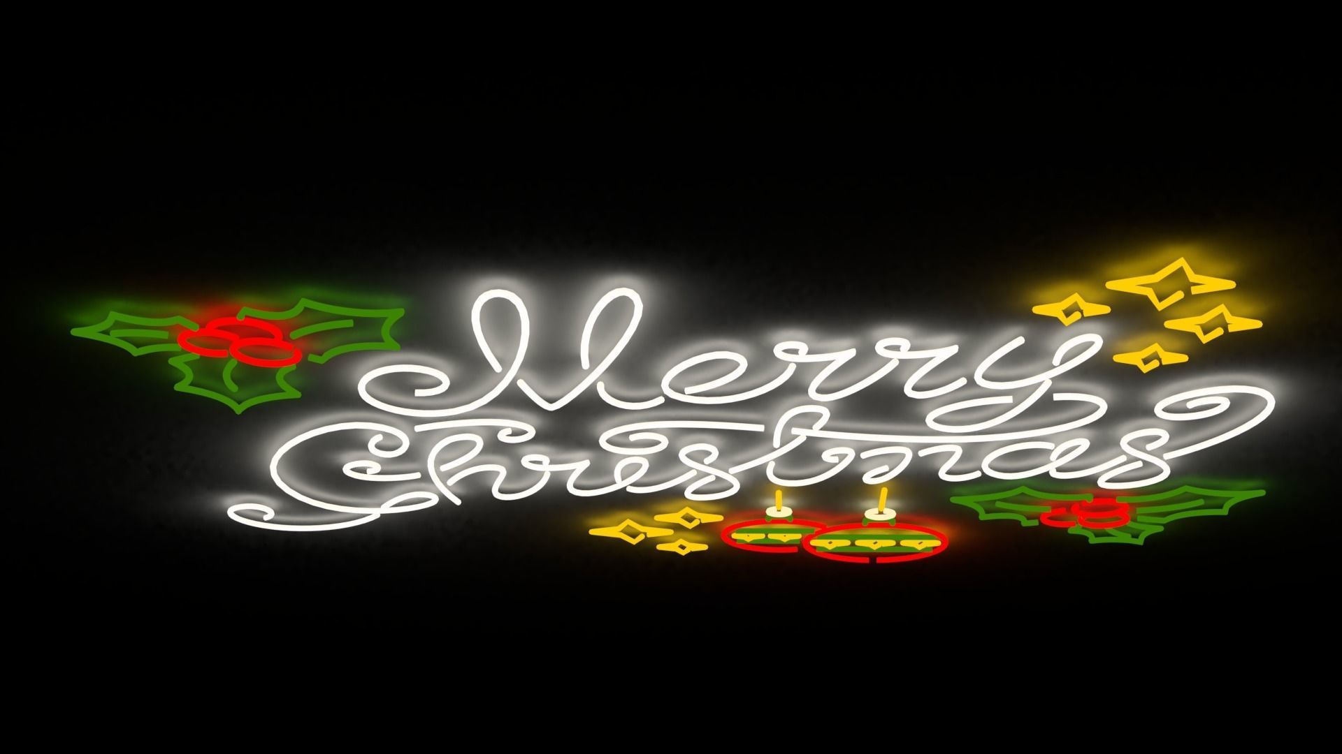 Merry Christmas led typo decoration Low-poly 3D model_6