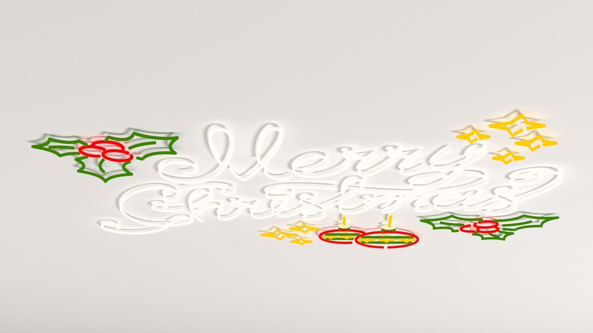 Merry Christmas led typo decoration Low-poly 3D model_7