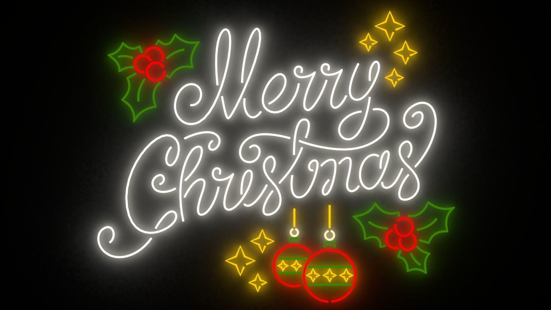 Merry Christmas led typo decoration Low-poly 3D model_1