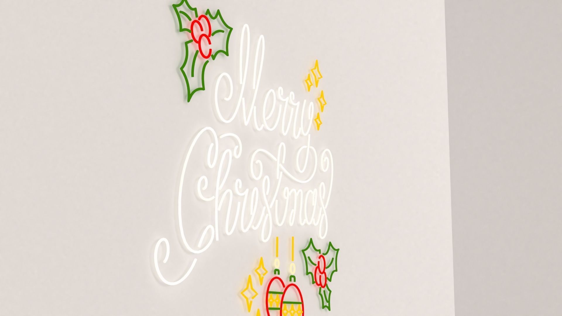 Merry Christmas led typo decoration Low-poly 3D model_10