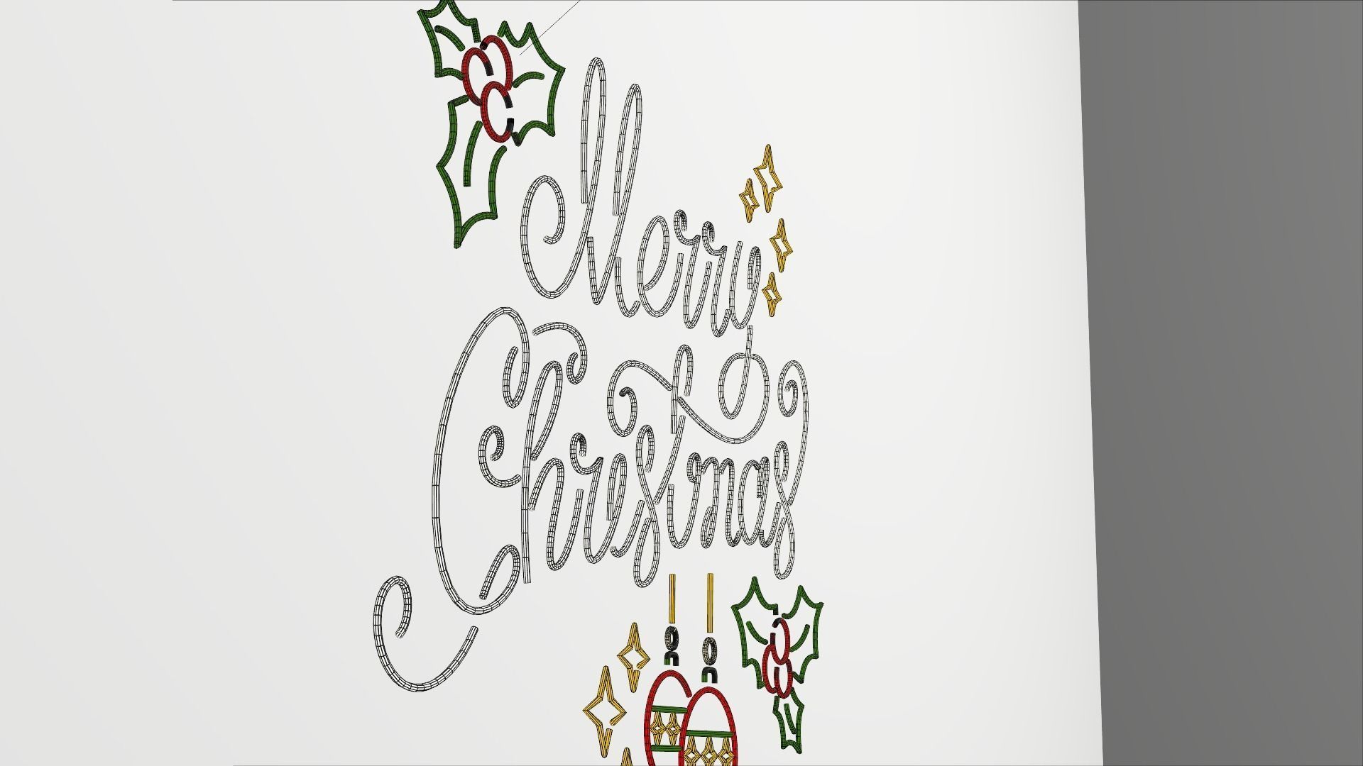 Merry Christmas led typo decoration Low-poly 3D model_11