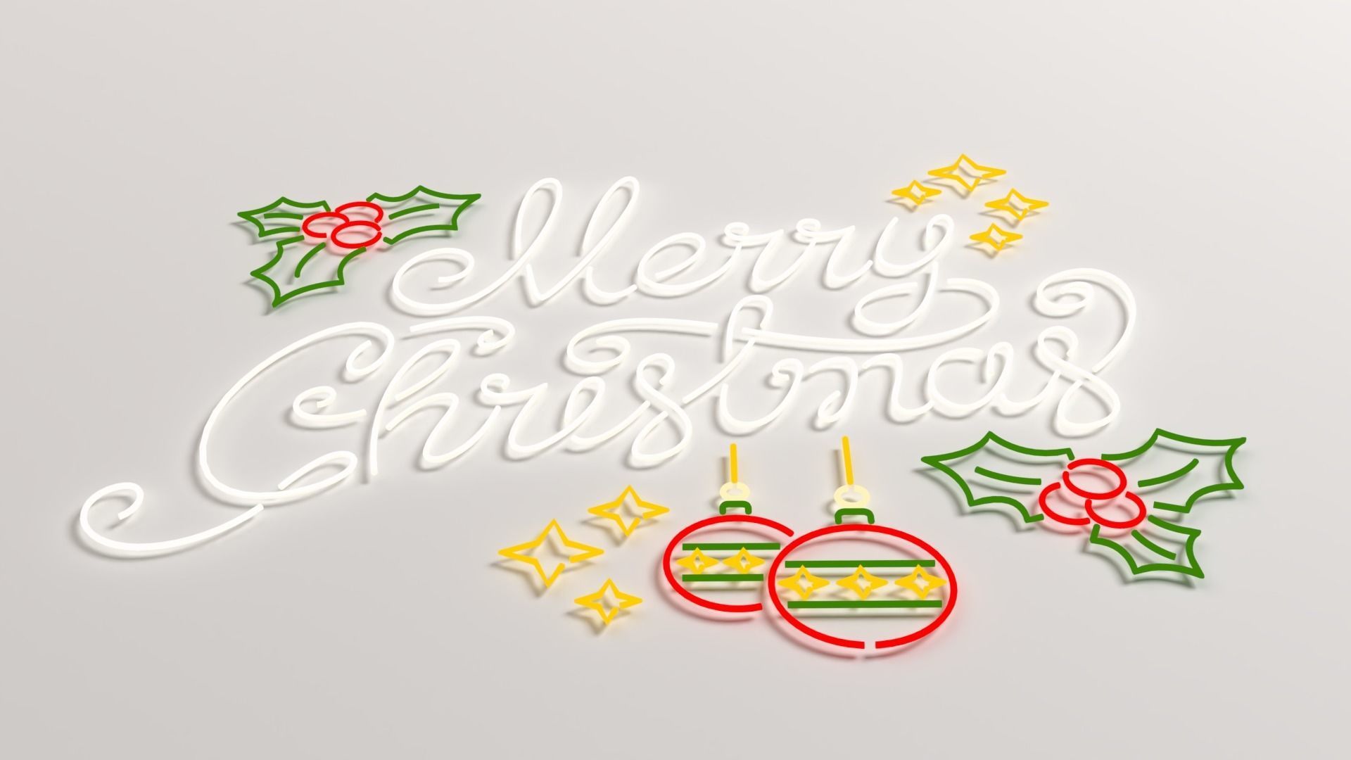 Merry Christmas led typo decoration Low-poly 3D model_13