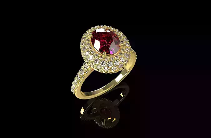 Oval Cut From Gemone Diamonds Ring 2 3D print model