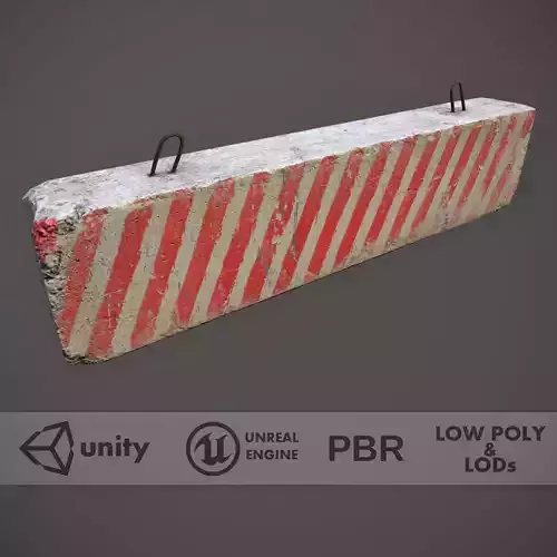 Concrete Roadblock Barrier Low-poly 3D model