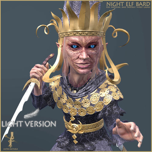 Night Elf Bard Light Version Low-poly 3D model