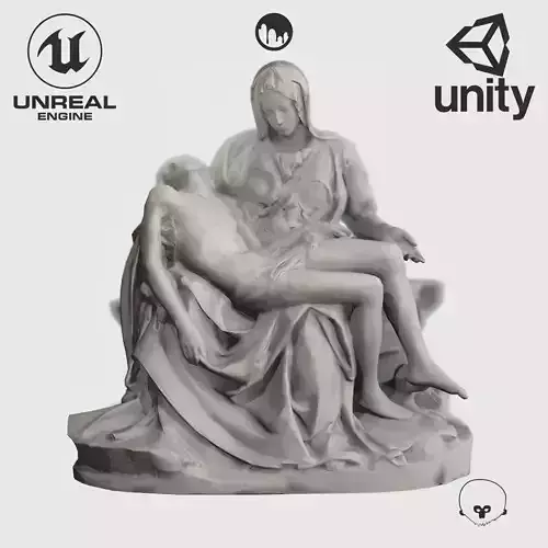 VR Sculpture La Pieta by Michelangelo Ultra-Low-Poly Low-poly 3D model
