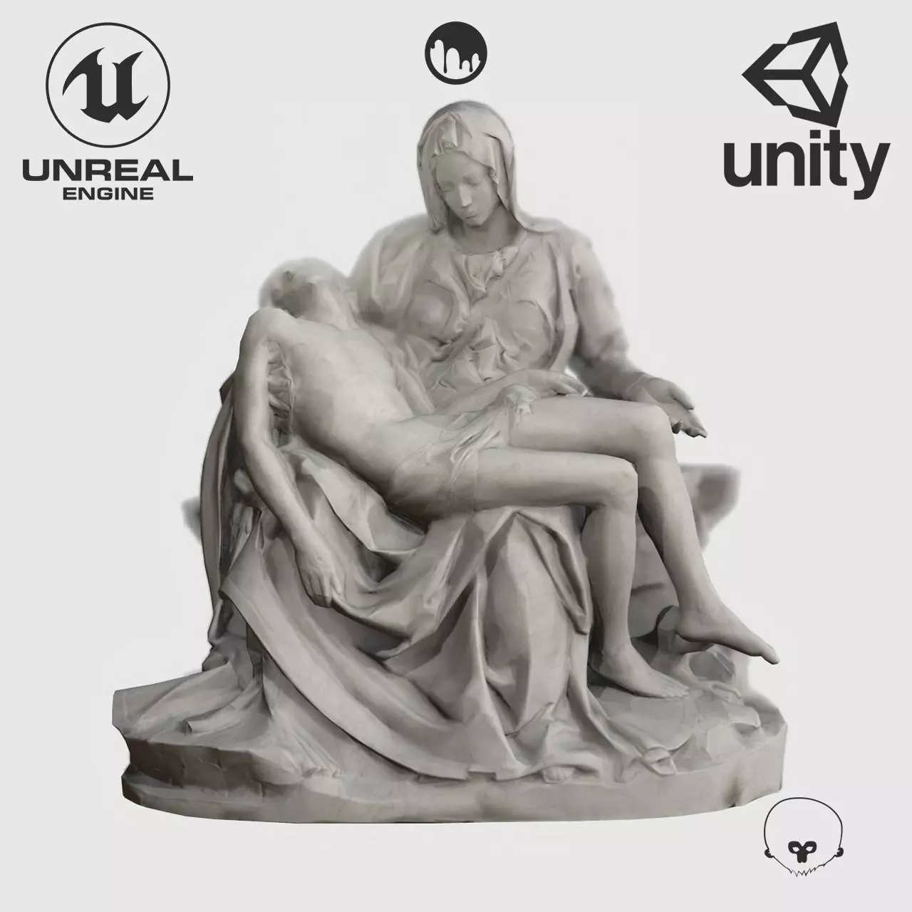 VR Sculpture La Pieta by Michelangelo Ultra-Low-Poly Low-poly 3D model_0