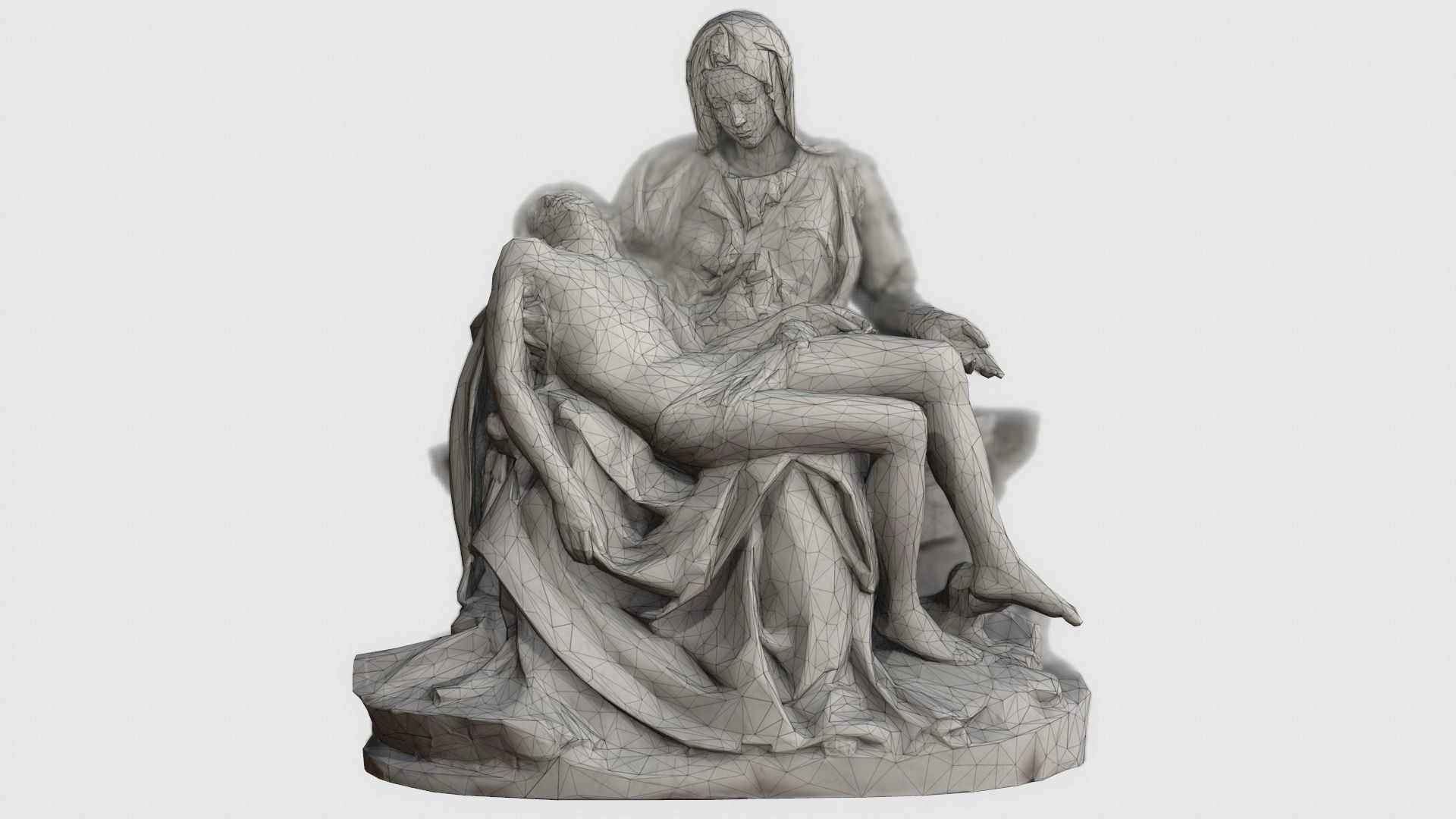 VR Sculpture La Pieta by Michelangelo Ultra-Low-Poly Low-poly 3D model_2