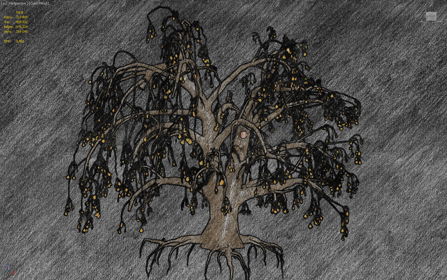 Old oak winter 3D model_2